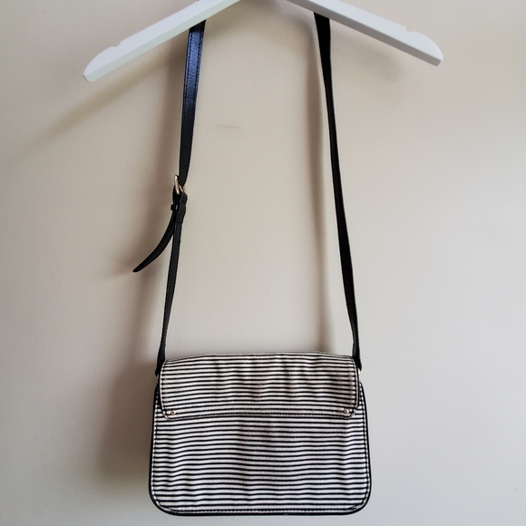 Vintage Kate Spade Striped black and white Canvas Crossbody Bag RARE - Picture 2 of 16